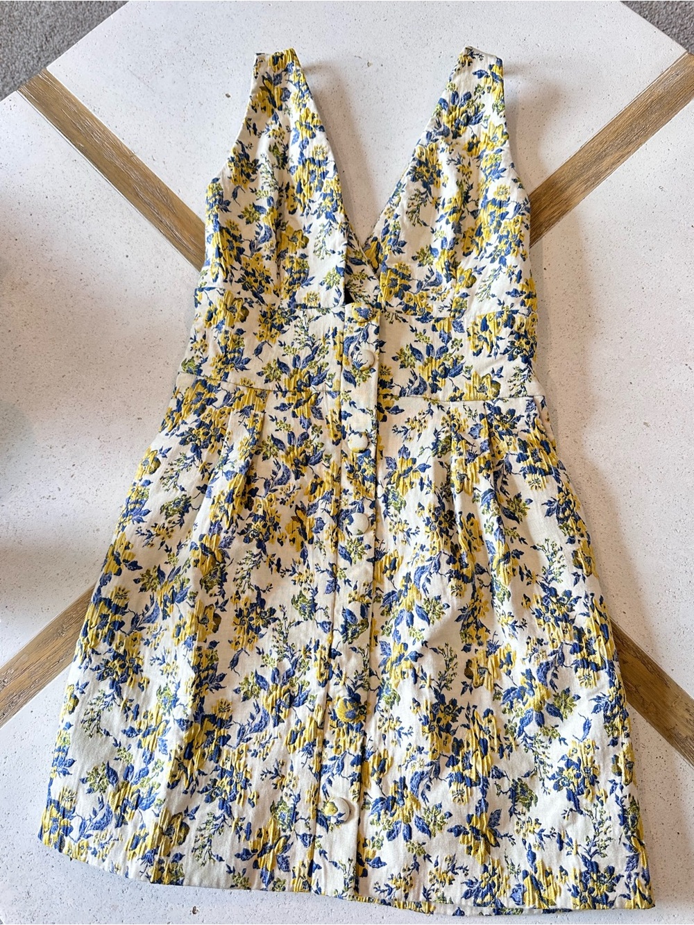 Revolve Lovers + Friends buttoned mini dress- yellow & blue floral
